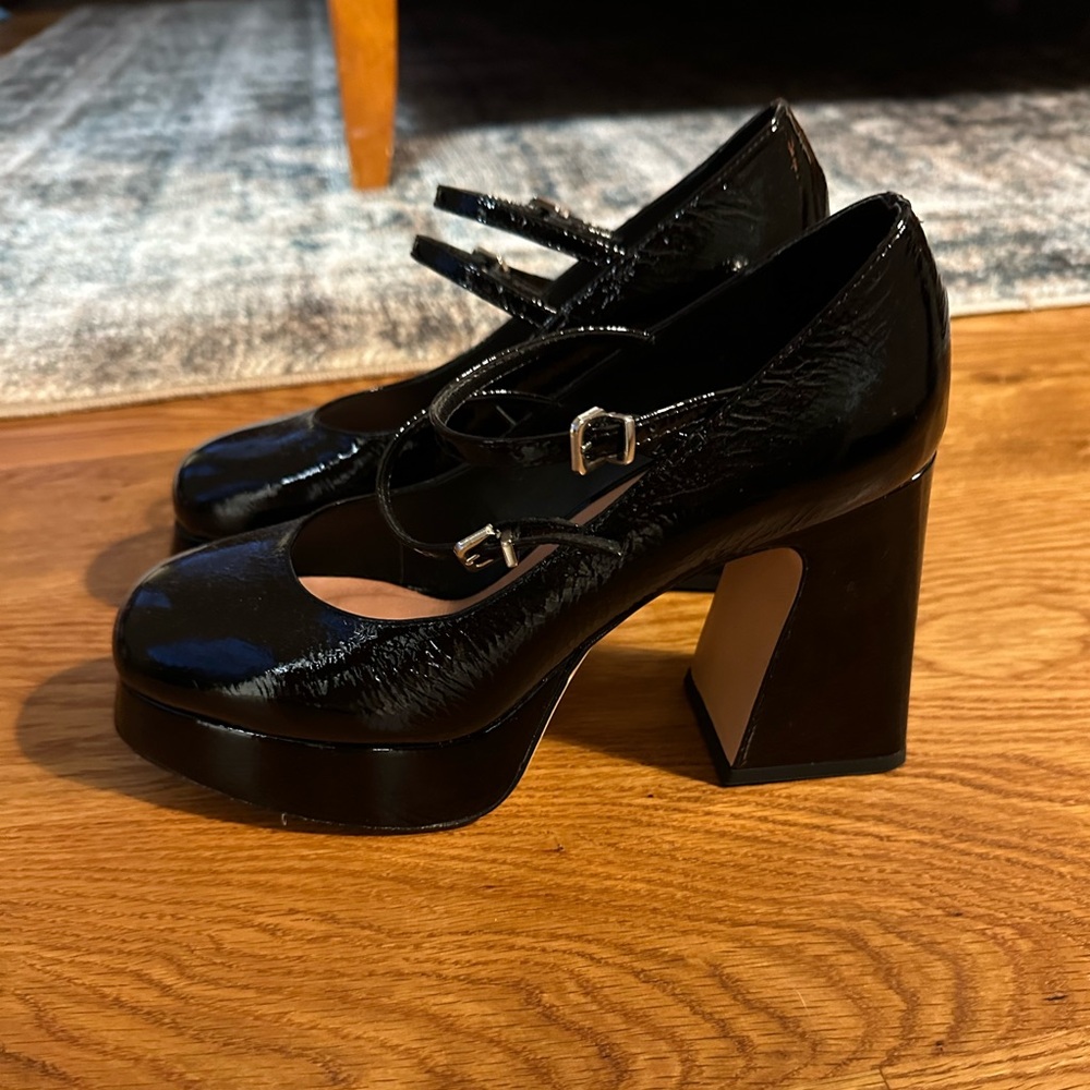 Black chunky heel Mary Jane style
